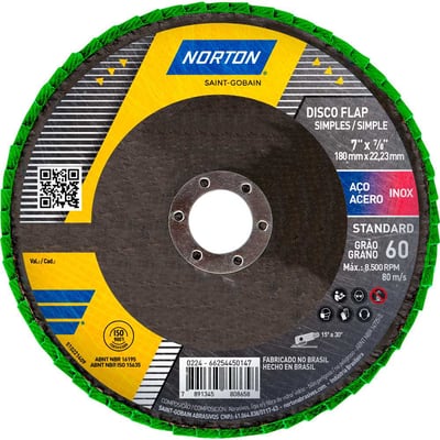 Flap-disc, disco de desbaste/acabamento, 7" - 180 mm, grão 60, R244 Standard, 66254450147