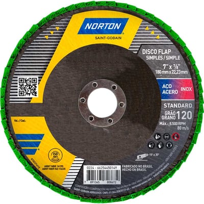 Flap-disc, disco de desbaste/acabamento, 7" - 180 mm, grão 120, R244 Standard, 66254450149
