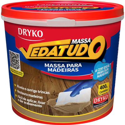 Massa para madeira, marfim, 400 g, vedatudo
