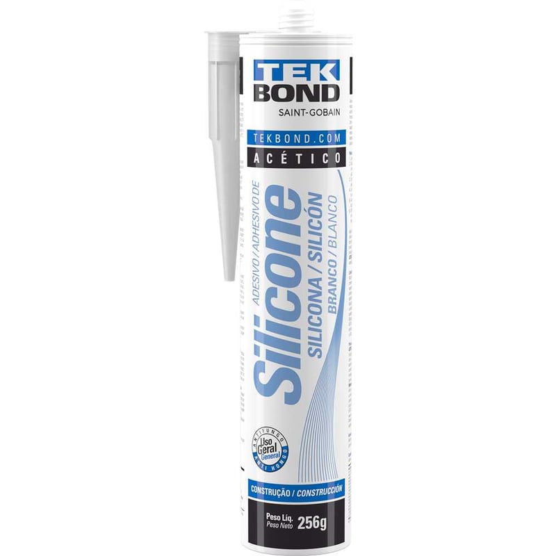 Borracha de silicone acético, branco, 256 g
