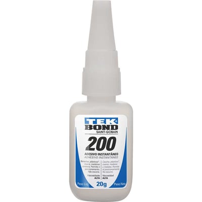 Adesivo instantâneo à base de cianoacrilato, industrial, transparente, 20 g, colagem extraforte