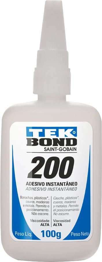 Adesivo instantâneo à base de cianoacrilato, industrial, transparente, 100 g, colagem extraforte