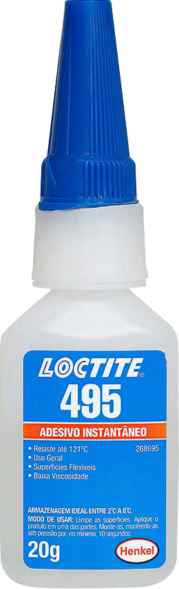 Adesivo instantâneo cianoacrilato, industrial, 495, 20 g
