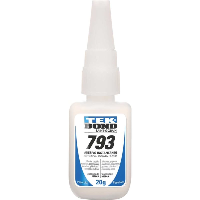 Adesivo instantâneo cianoacrilato, industrial, 793, 20 g