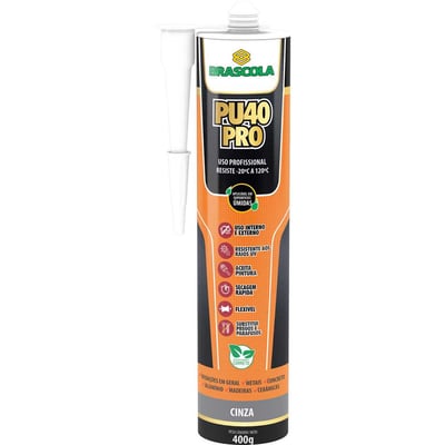 Selante de poliuretano PU 40, cinza, 400 g
