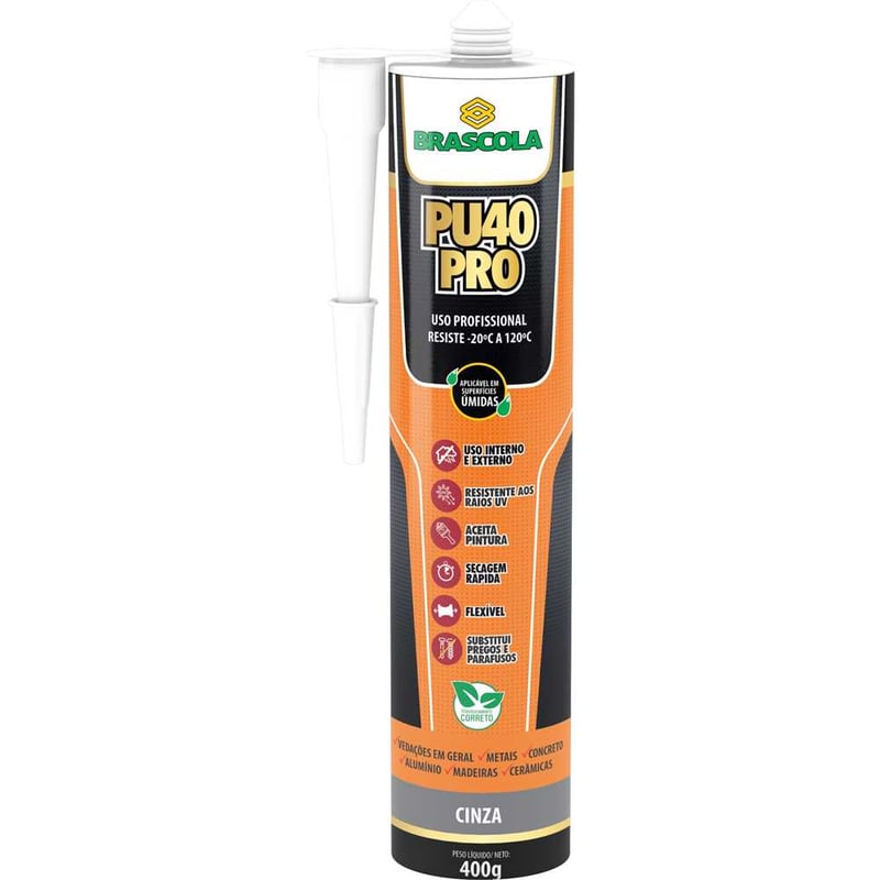 Selante de poliuretano PU 40, cinza, 400 g