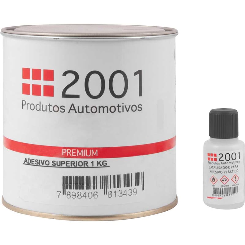 Adesivo plástico superior, 1 kg, branco, 9777, com catalisador
