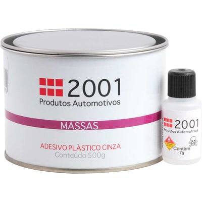 Adesivo plástico, 0,500 gramas, cinza, 9769, com catalisador