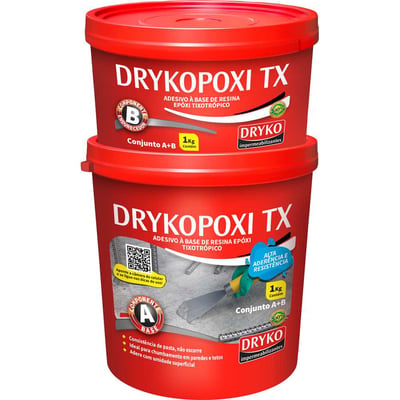 Adesivo estrutural à base de resina epóxi tixotrópico bicomponente, 1 kg, DRYKOPOXI TX