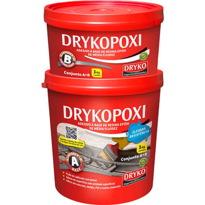 Adesivo estrutural à base de resina epóxi bicomponente, 1 kg, DRYKOPOXI