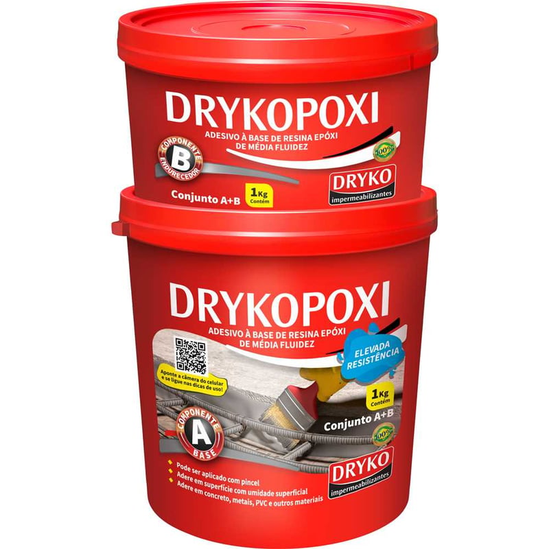Adesivo estrutural à base de resina epóxi bicomponente, 1 kg, DRYKOPOXI