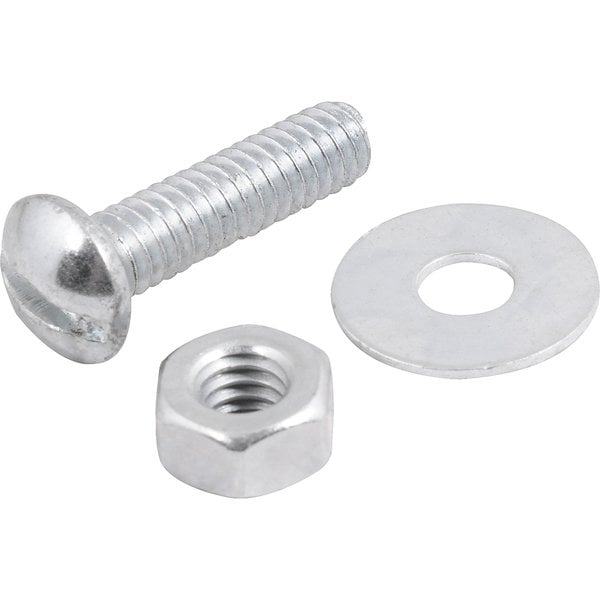 Parafuso máquina zincado cabeça redonda, 1/4" x 2", com porca e arruela lisa