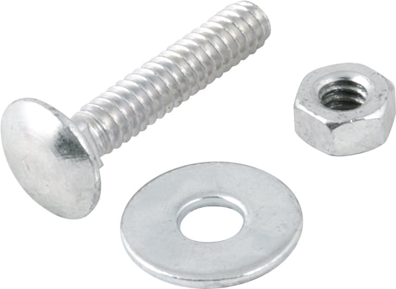 Parafuso francês zincado, 3/16" x 1", com porca e arruela, cartela com 4 conjuntos