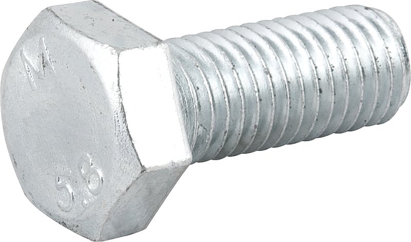 Parafuso sextavado zincado 12 mm x 30 mm, MA, rosca total