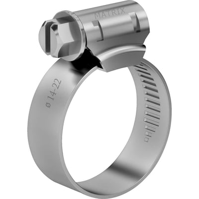 Abraçadeira com rosca sem fim, 12 mm - 16 mm, fita com 9 mm, aço inox 304, parafuso em aço carbono, Minor Pro, pacote com 10 peças, I091216P10