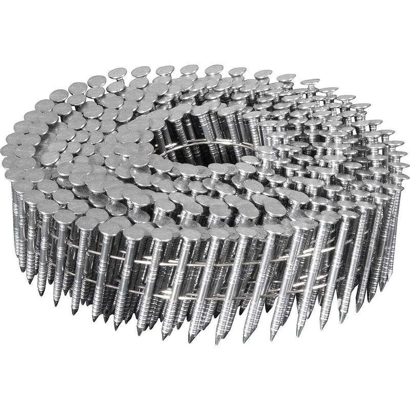 Prego coil anelado, 2,1 mm x 38 mm, polido, carretel com 350 unidades, caixa com 12.600 unidades, para o pregador PP 550