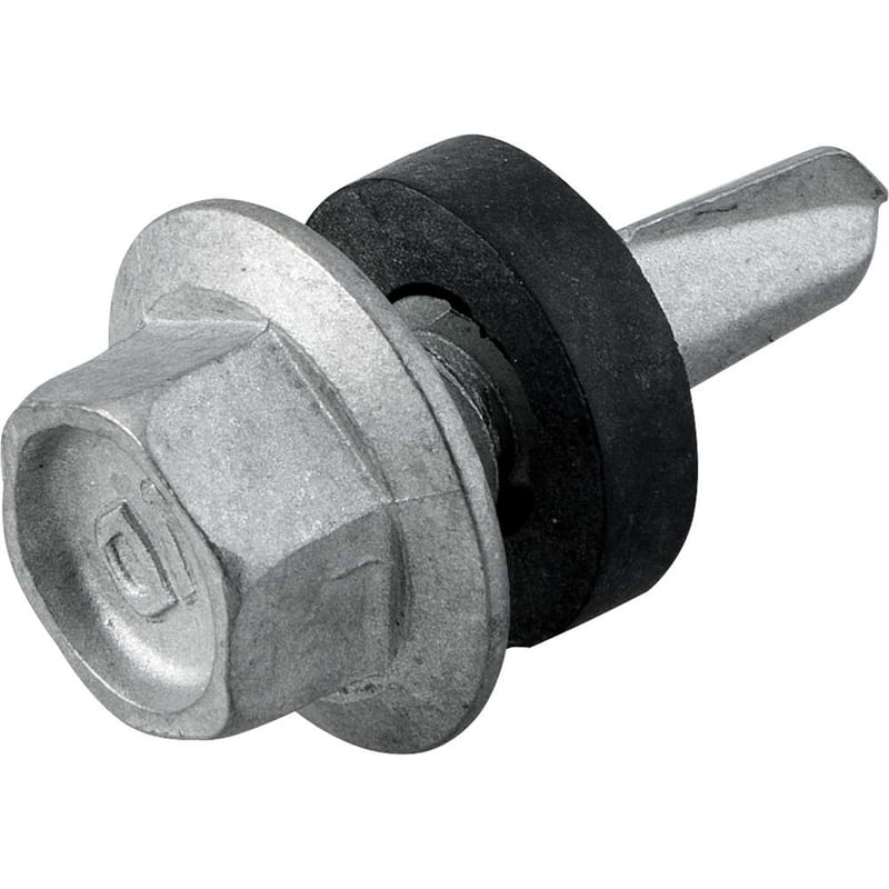 Parafuso autobrocante sextavado com acabamento tipo Dacromet, cabeça flangeada, 6,3 mm x 3/4"