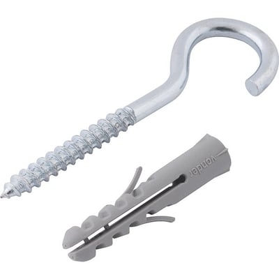 Gancho 3,3 mm x 60 mm, com bucha de nylon 6 mm, G-6