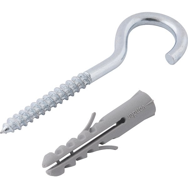 Gancho 4,8 mm x 70 mm, com bucha de nylon 10 mm, G-10