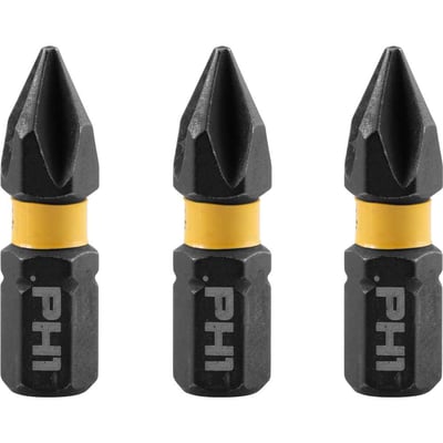 Jogo de bits ponteiras phillips com encaixe de 1/4", PH1 x 25 mm, Flextorq 3.0