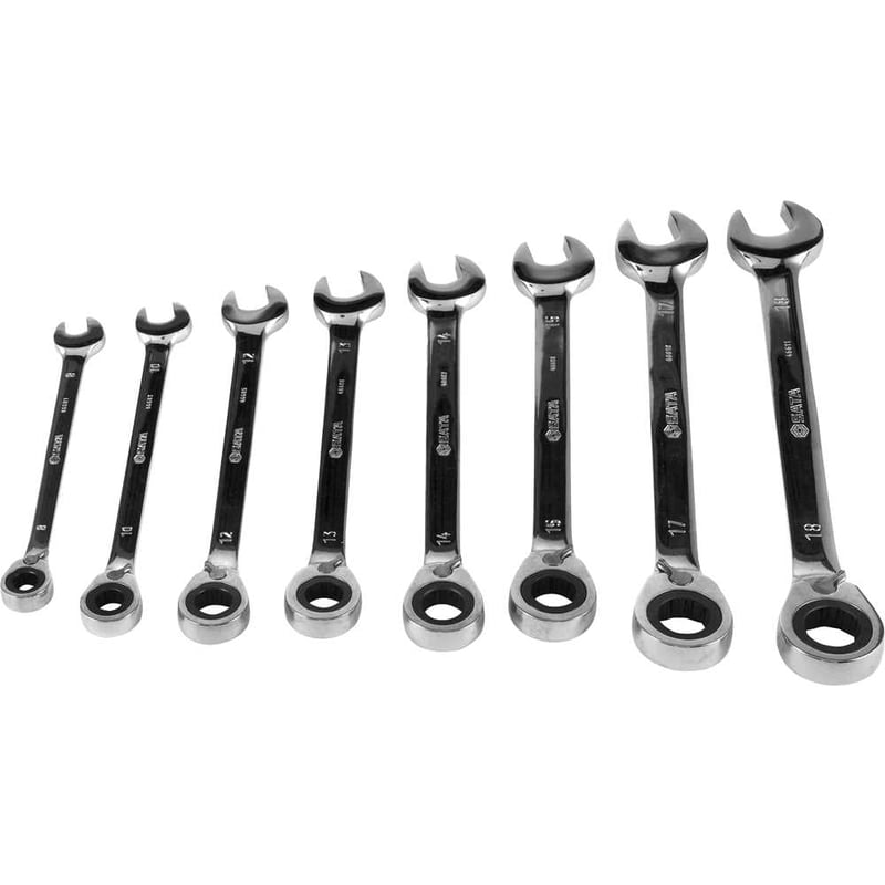 Jogo de chaves combinadas com catraca reversível, 8,0 mm a 18,0 mm, com 8 peças, ST09041