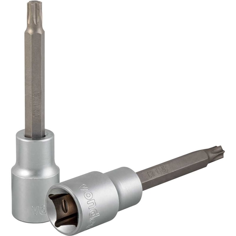 Soquete hexalobular macho longo, encaixe de 1/2", T40