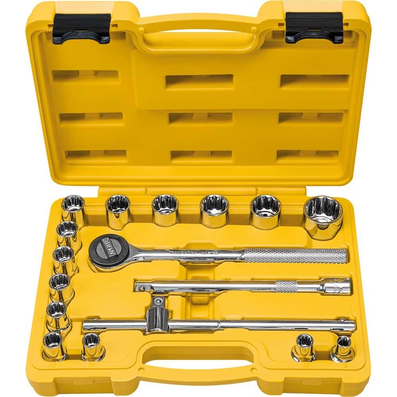 Jogo de soquetes estriados, encaixe de 1/2", 8 mm a 30 mm, com 17 peças, TRAMONTINA