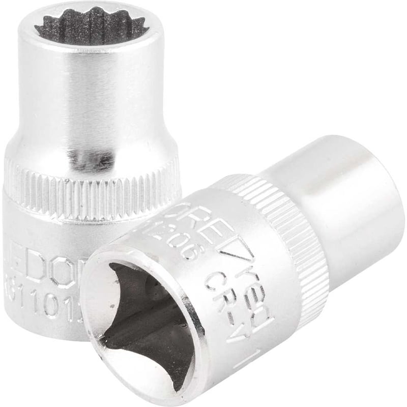 Soquete estriado com encaixe de 1/2", 12 mm
