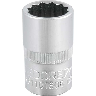 Soquete estriado com encaixe de 1/2", 16 mm