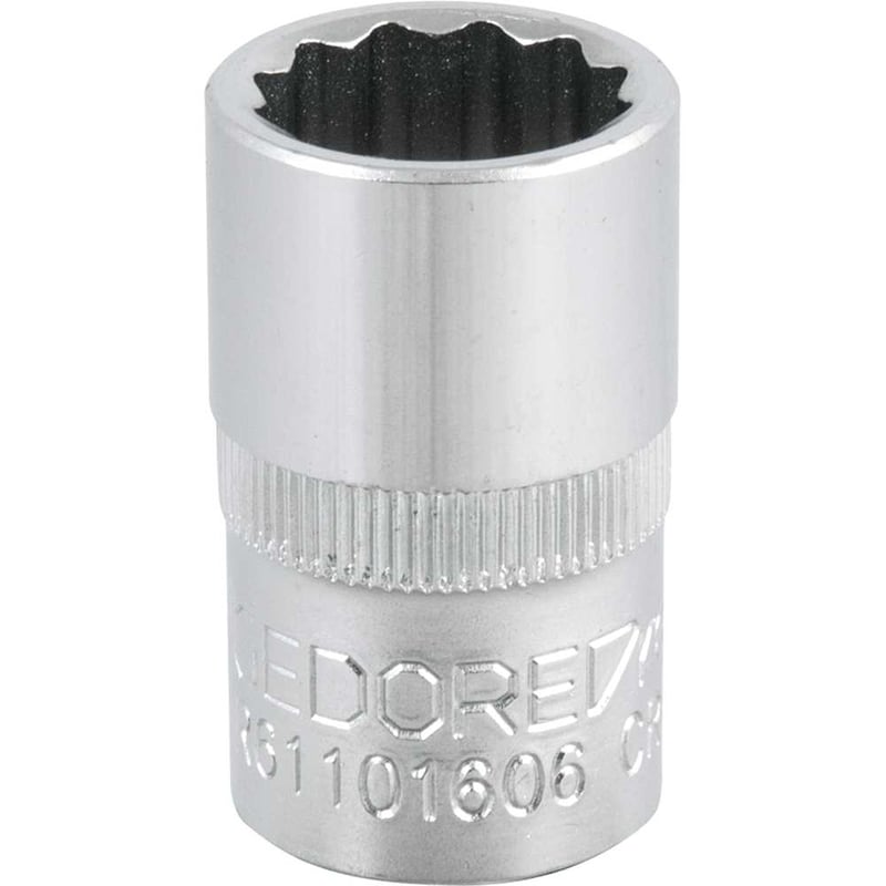 Soquete estriado com encaixe de 1/2", 16 mm