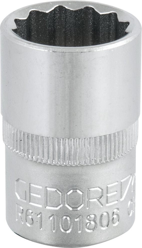 Soquete estriado com encaixe de 1/2", 18 mm