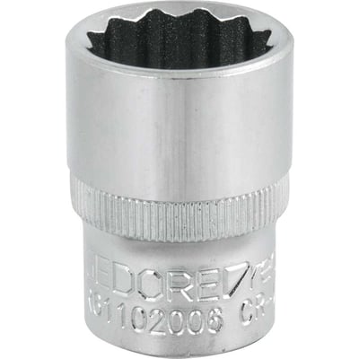 Soquete estriado com encaixe de 1/2", 20 mm
