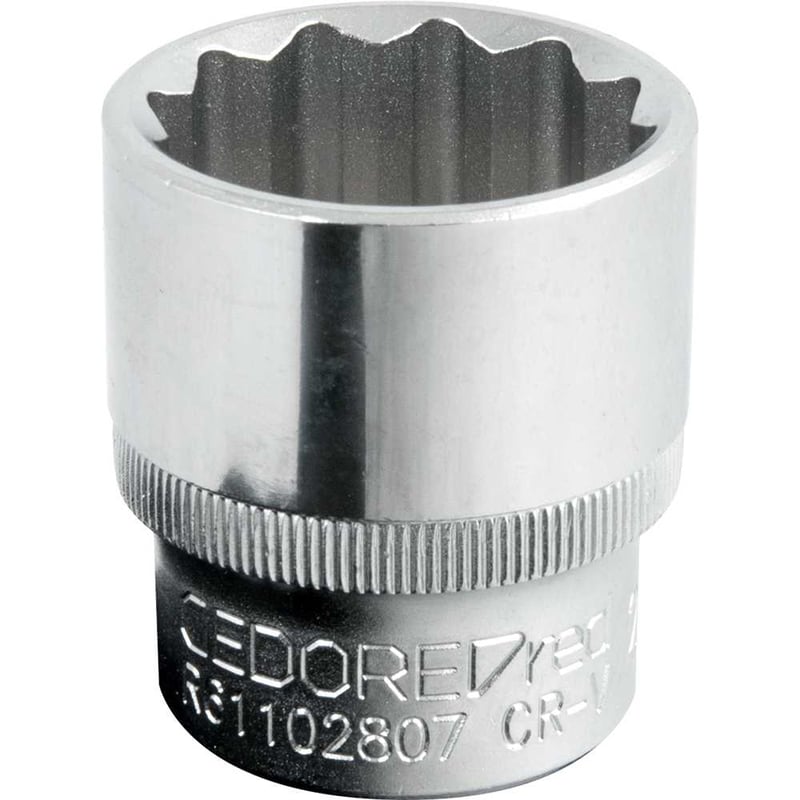 Soquete estriado com encaixe de 1/2", 28 mm