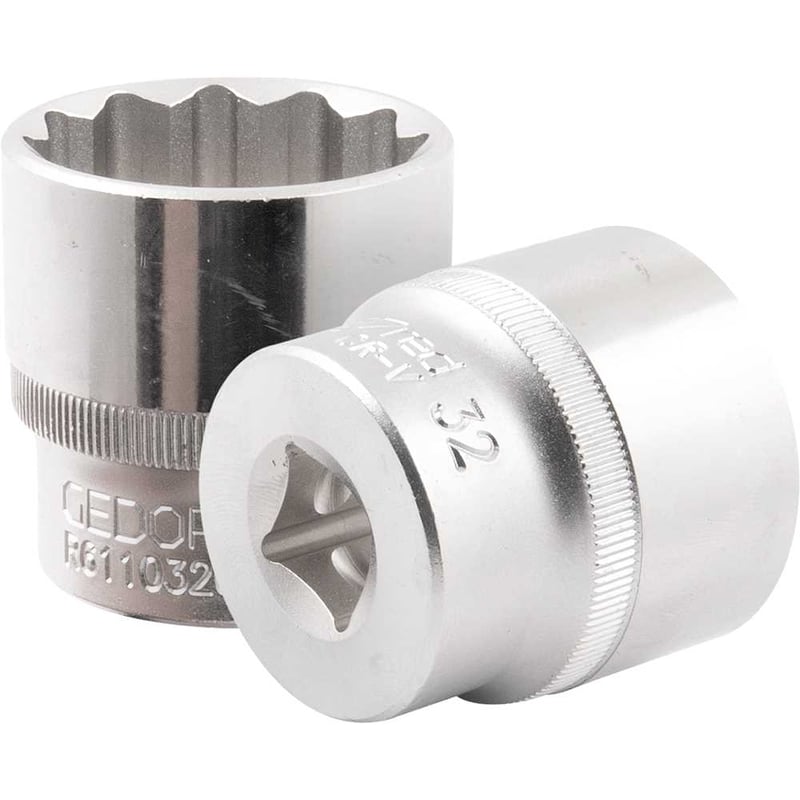 Soquete estriado com encaixe de 1/2", 32 mm