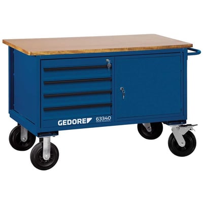 Bancada móvel para ferramentas 4 gavetas, 1250 mm x 840 mm x 610 mm, 007311