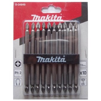 Jogo de bits / ponteiras phillips com encaixe sextavado 1/4", Nº 2 x 110 mm, cartela com 10 peças