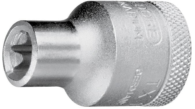 Soquete hexalobular fêmea, com encaixe 1/2", TX 19 - E14