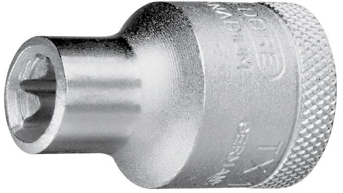 Soquete hexalobular fêmea, com encaixe 1/2", TX 19 - E20