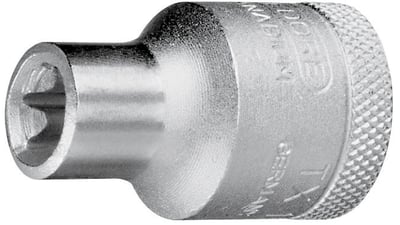 Soquete hexalobular fêmea, com encaixe 1/2", TX 19 - E24