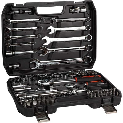 Jogo de soquetes sextavados e bits de encaixe 1/4" e 1/2" com 82 peças, 4 mm a 32 mm, 3370227