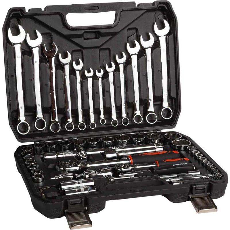 Jogo de soquetes sextavados e bits com encaixe de 1/4" e 1/2" com 61 peças, 4 mm a 32 mm, 3370228