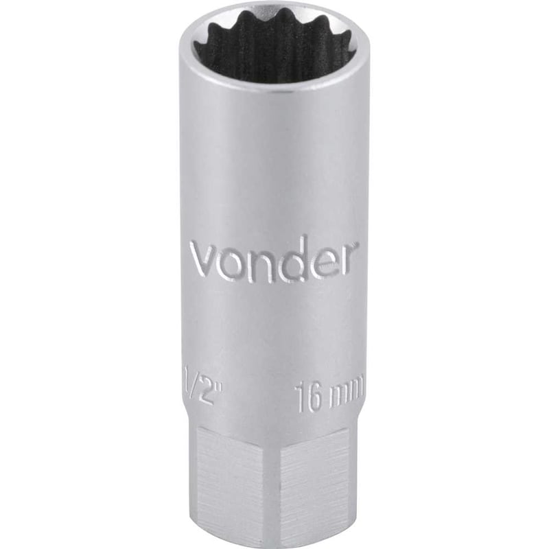 Soquete para vela de ignição, encaixe 1/2", 16 mm, estriado