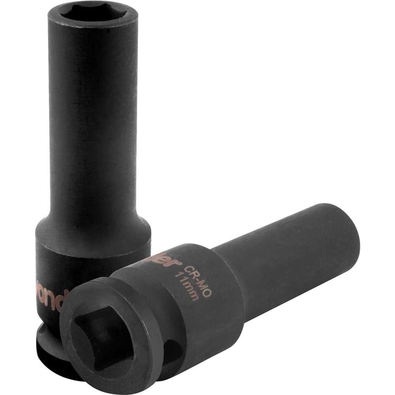 Soquete sextavado longo de impacto, 11 mm, encaixe de 1/2"