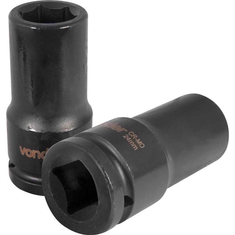 Soquete sextavado longo de impacto, 24 mm, encaixe de 3/4"