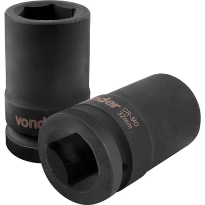 Soquete sextavado longo de impacto, 32 mm, encaixe de 1"