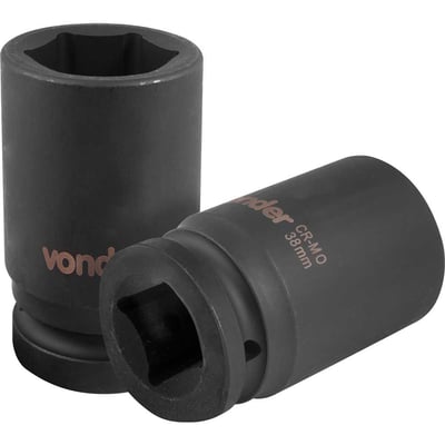 Soquete sextavado longo de impacto, 38 mm, encaixe de 1"