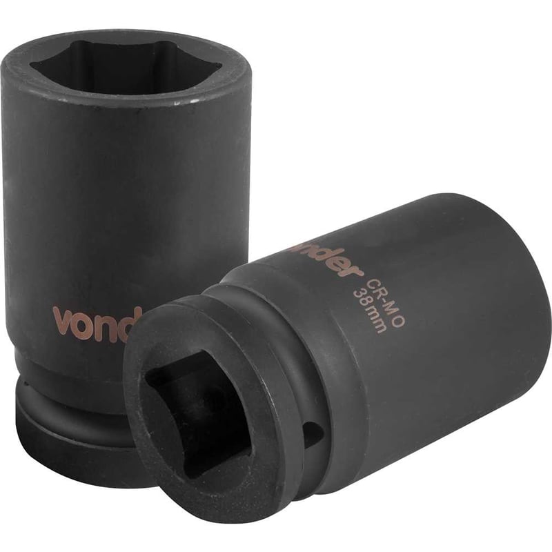 Soquete sextavado longo de impacto, 38 mm, encaixe de 1"