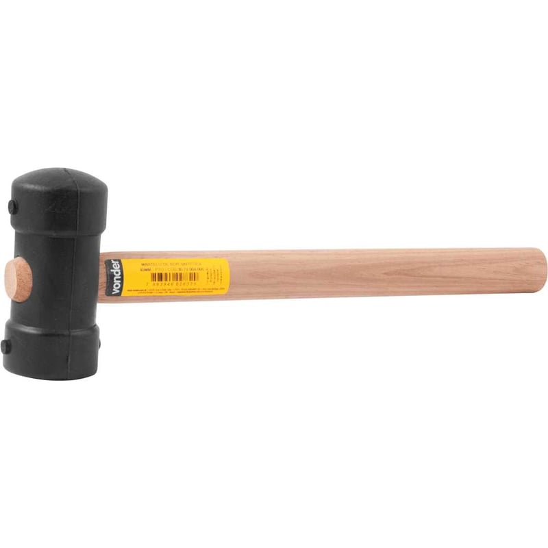 Martelo de borracha 40 mm, cabo em madeira, preto
