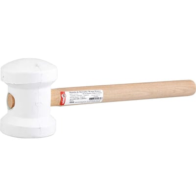 Martelo de borracha 80 mm, cabo em madeira, para azulejista, branco