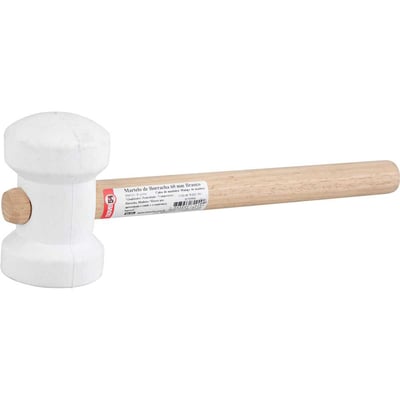 Martelo de borracha 60 mm, cabo em madeira, para azulejista, branco